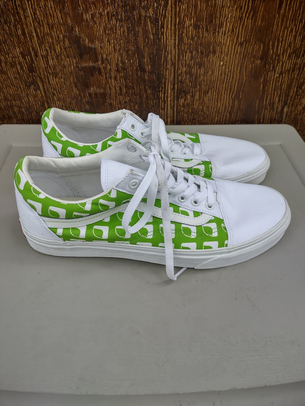 Vans Old Skool Sneakers Green White Geometric Pattern Men's 11.5